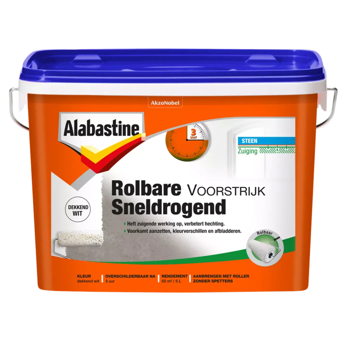 Alabastine rolbare voorstrijk sneldrogend - wit - 5L