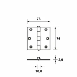 AXA 1103-24-23/E Scharnier - topcoat - 76 x 76 x 2mm