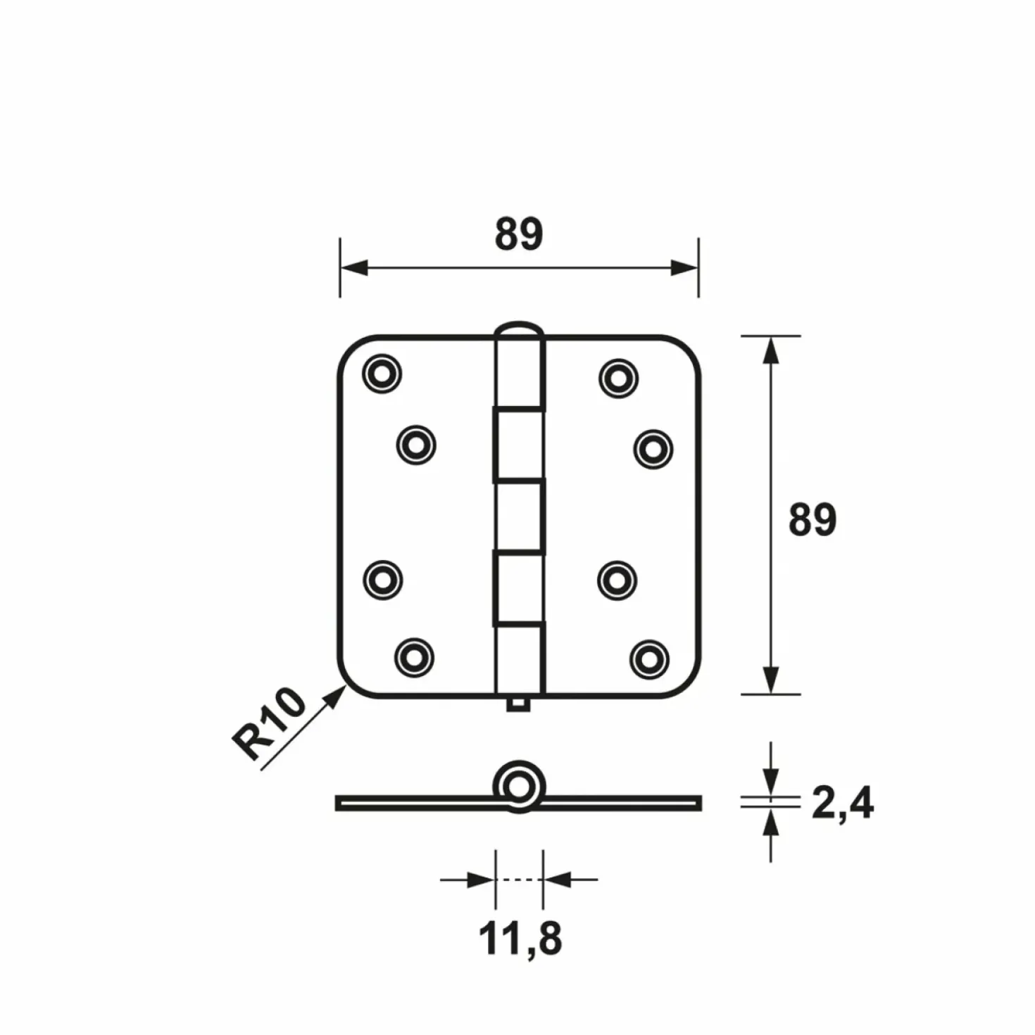 AXA 1105-25-23/E Scharnier - topcoat - 89 x 89 x 2,4mm