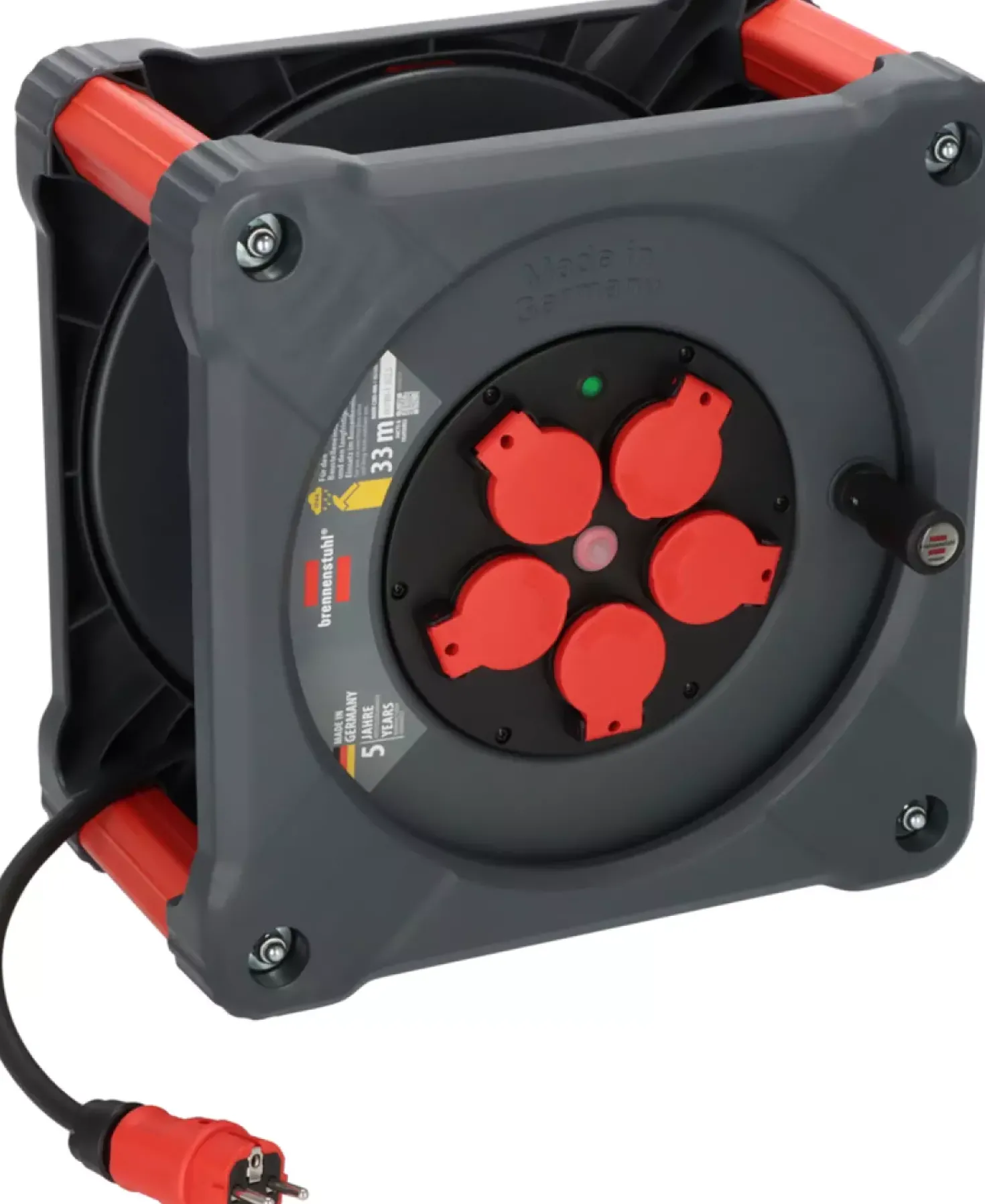 Brennenstuhl Professional KA 3200 Bouwplaats Cube 5-voudig kabelhaspel H07RN-F 3G2.5 - IP44 - 33m - Zwart
