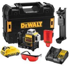 DeWALT DCE089D1R-QW 10,8V Li-Ion accu zelfnivellerende 3x360° graden multilijnlaser set (1x 2.0Ah accu) in koffer - 3 lijnen - 15m - rood