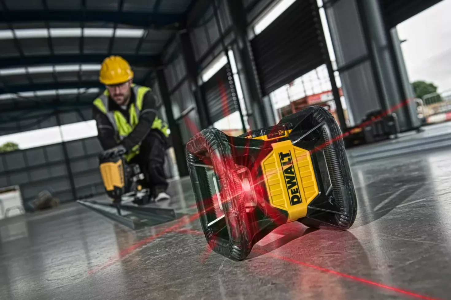 DeWALT DCE079D1R-QW 18V Rotatie laser set incl. ontvanger in koffer - Rood - 76m - IP67