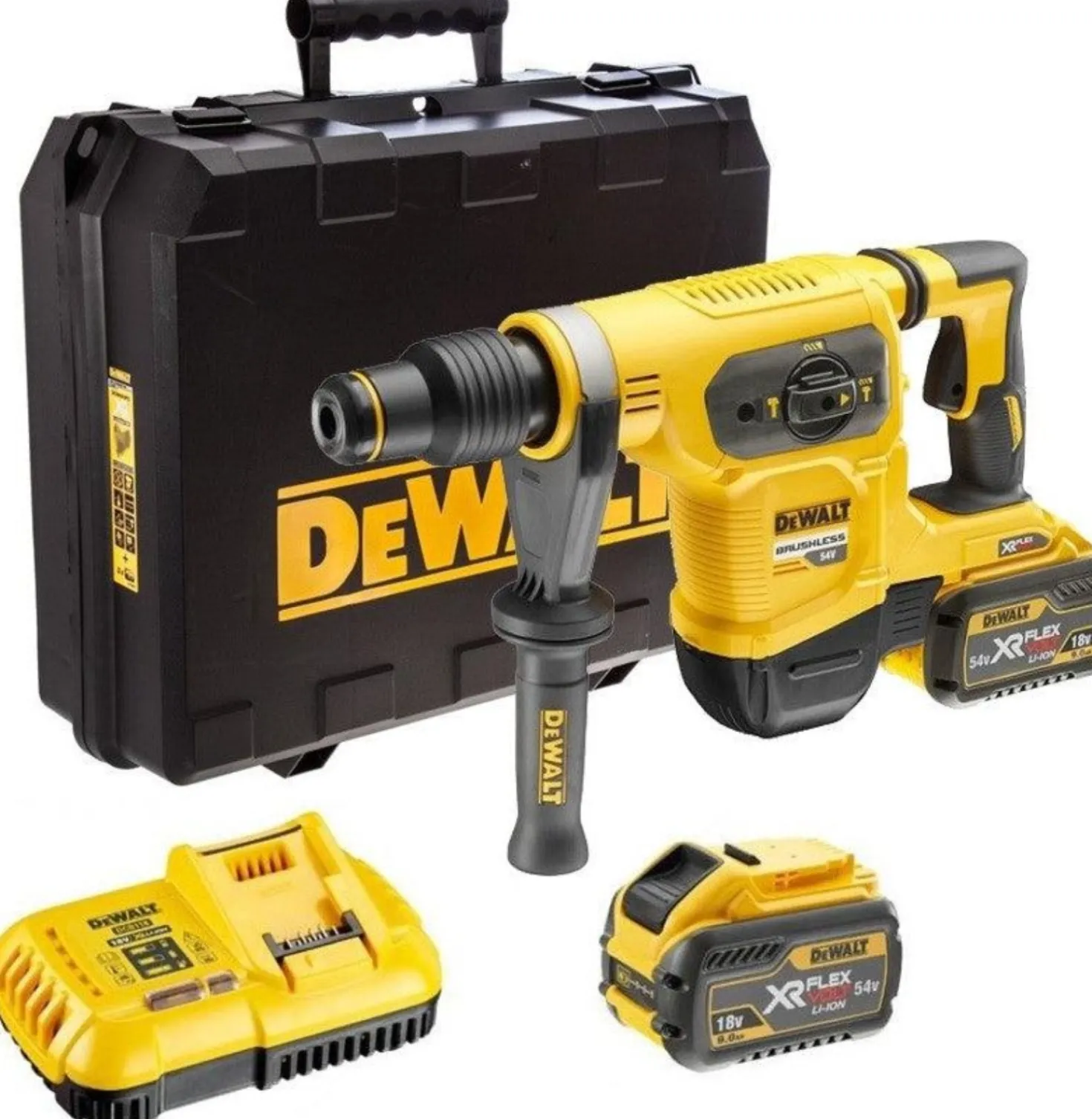 DeWALT DCH481X2-QW 54V Li-ion accu XR FlexVolt SDS-max combihamer set (2x 9.0Ah) in koffer - 6J - koolborstelloos