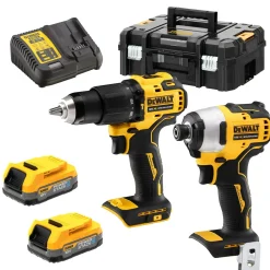 DeWALT DCK2062E2T 18V Li-ion XR accu klopboor-/-schroefmachine (DCD709) & accu slagschroevendraaier (DCF809) combiset (2x POWERSTACK accu) in TSTAK - koolborstelloos