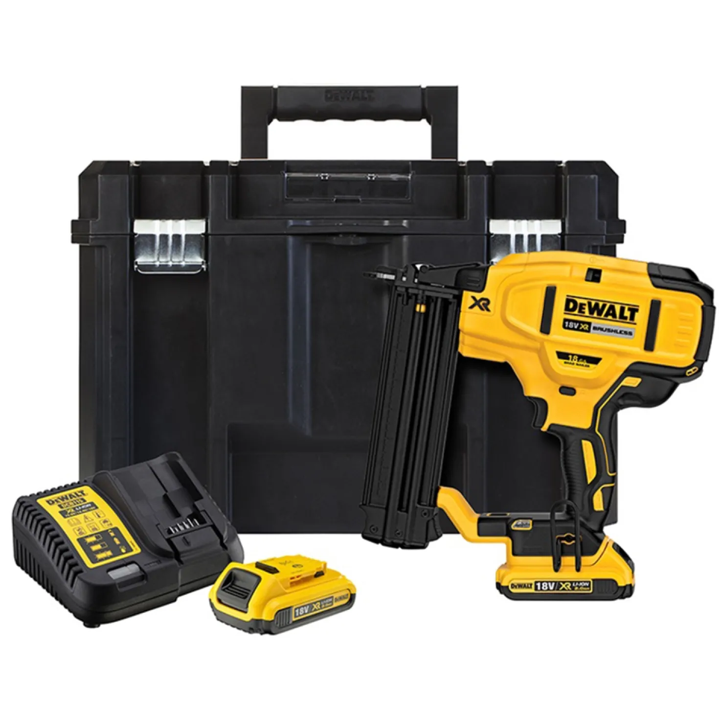 DeWALT DCN680D2-QW 18V Li-ion XR accu afwerktacker set (2x 2.0Ah) in TSTAK - 15-54mm - 18 Gauge - koolborstelloos