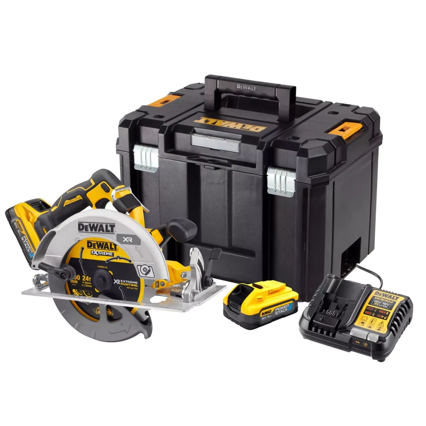 DeWALT DCS573H2T-QW 18V Li-ion XR accu cirkelzaag set (2x POWERSTACK 5.0Ah) in TSTAK - 190mm