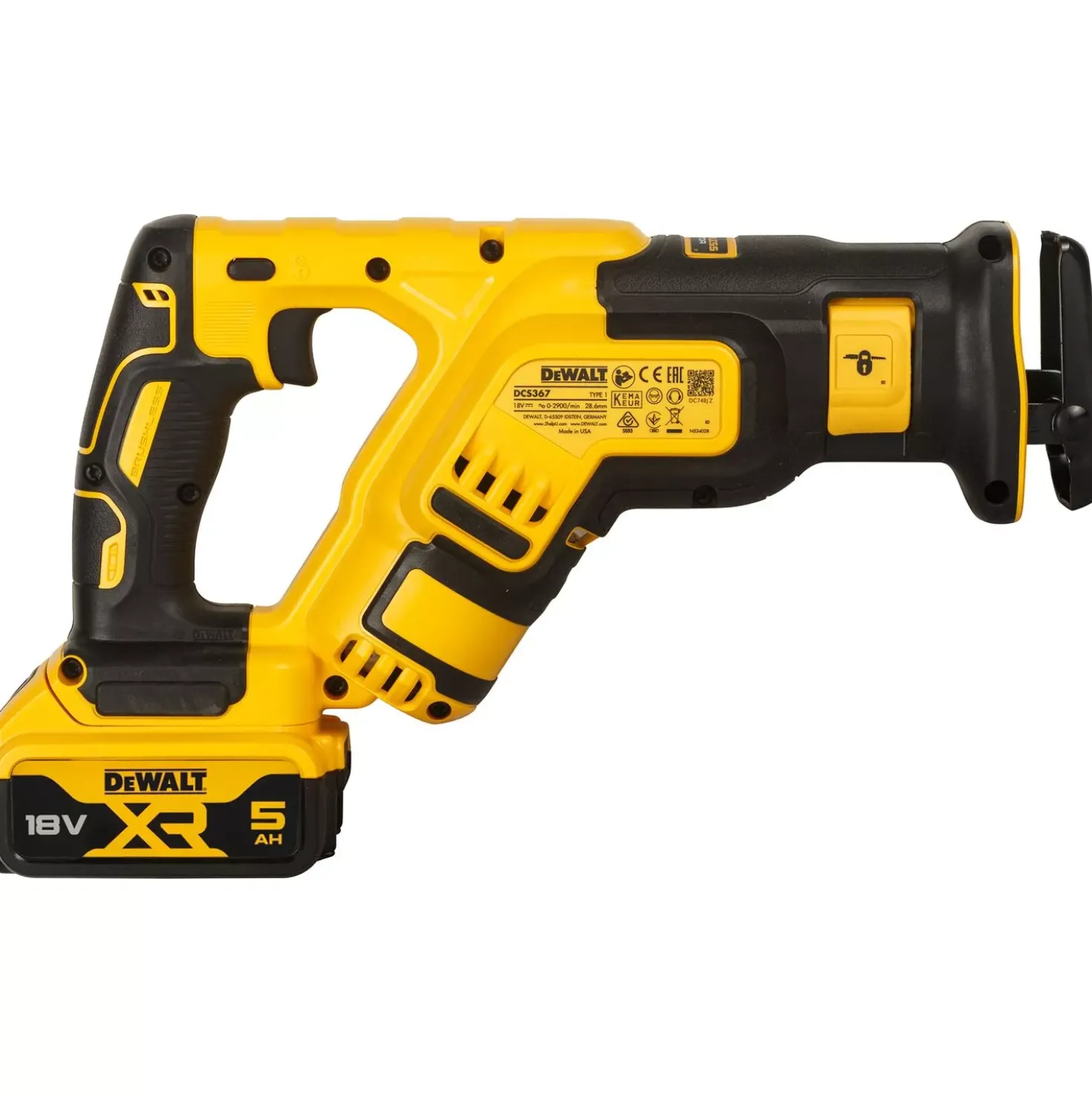 DeWALT DCS367P2-QW 18V Li-ion XR accu reciprozaag set (2x 5.0Ah) in TSTAK - koolborstelloos