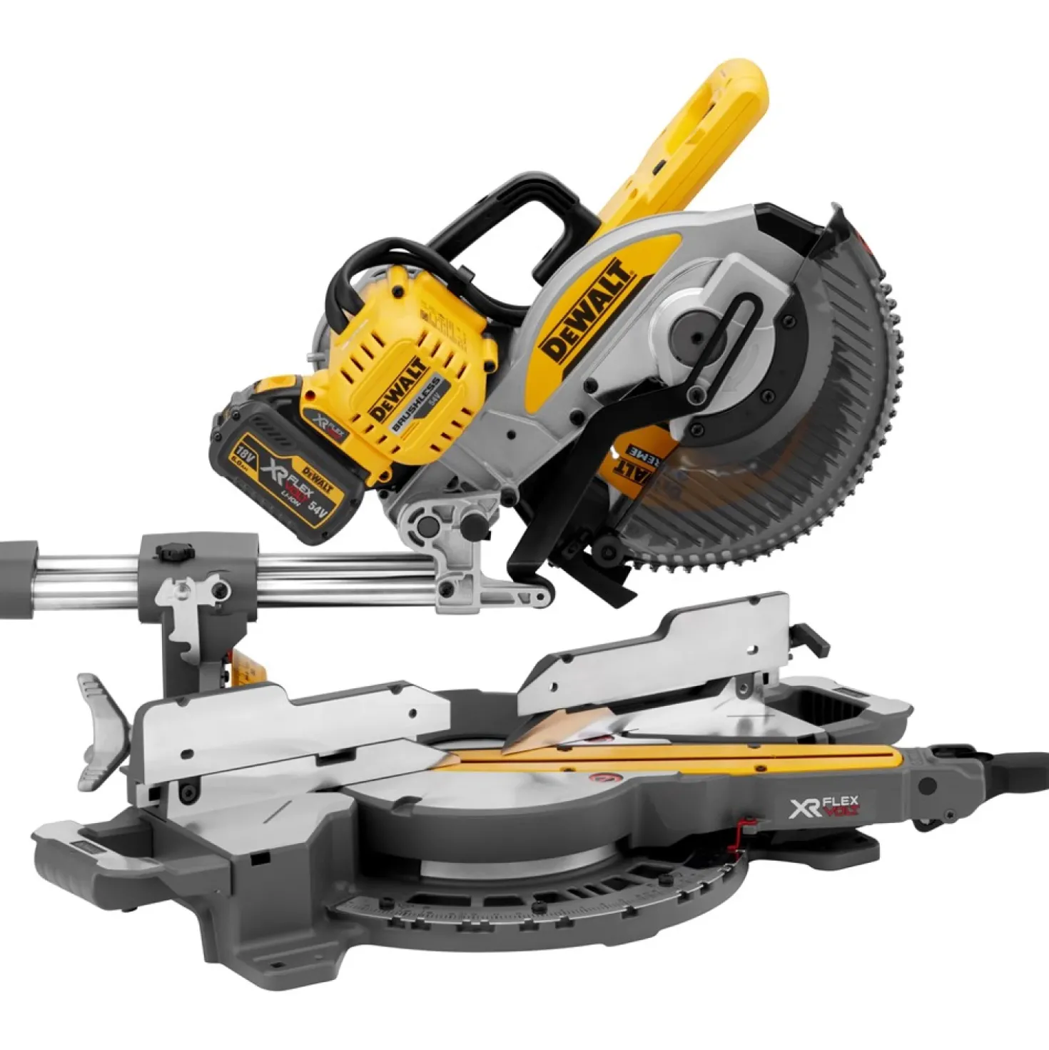 DeWALT DCS727T2-QW 54V Li-ion FlexVolt Accu afkort- en verstekzaagmachine set (2x 6.0Ah) - 250mm