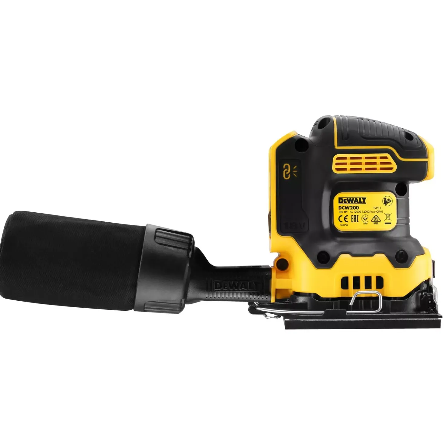 DeWALT DCW200N-XJ 18V Li-ion XR accu vlakschuurmachine body - 140 x 115mm - koolborstelloos