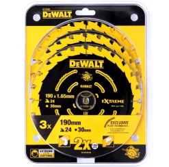 DeWALT DT10399 Constructie Cirkelzaagbladen set - 190 x 30 x 24T (3st) - Hout