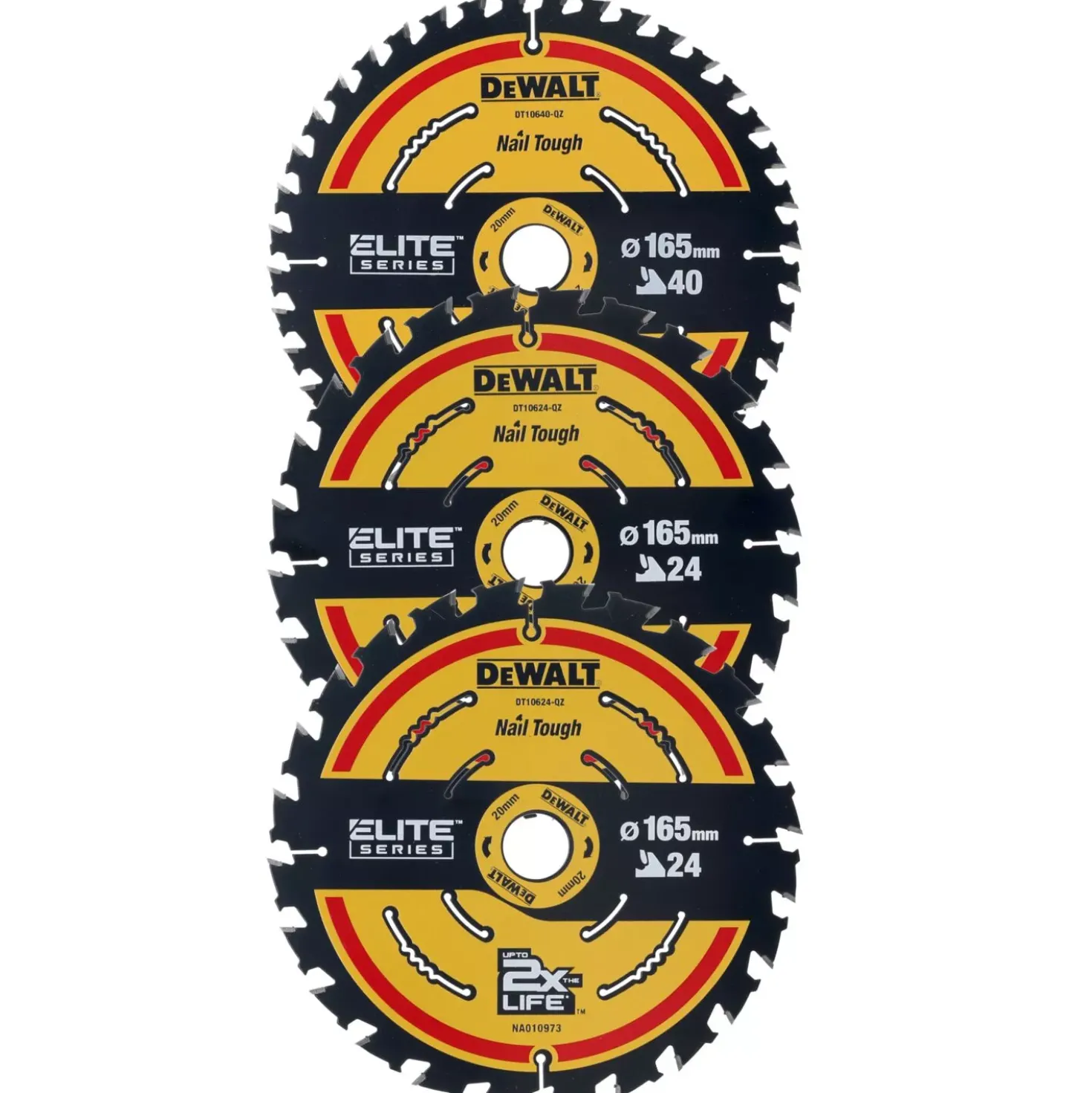 DeWALT DT10397 Constructie Cirkelzaagbladen set - 165 x 20 x 24T x 24T x 40T - Hout