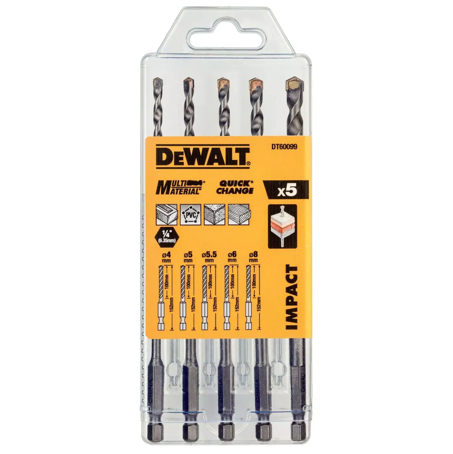 DeWALT DT60099 5-delige Impact Steenborenset