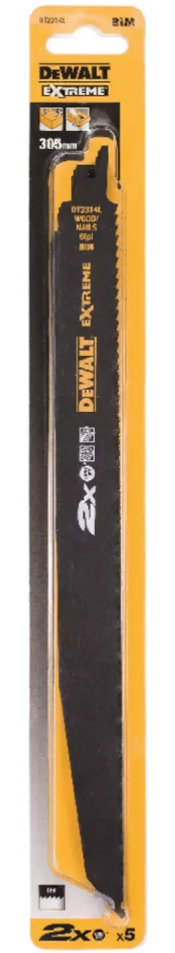 DeWALT DT2314L-QZ Reciprozaagblad - 305 x 4,2mm - Hout met spijkers (5st)