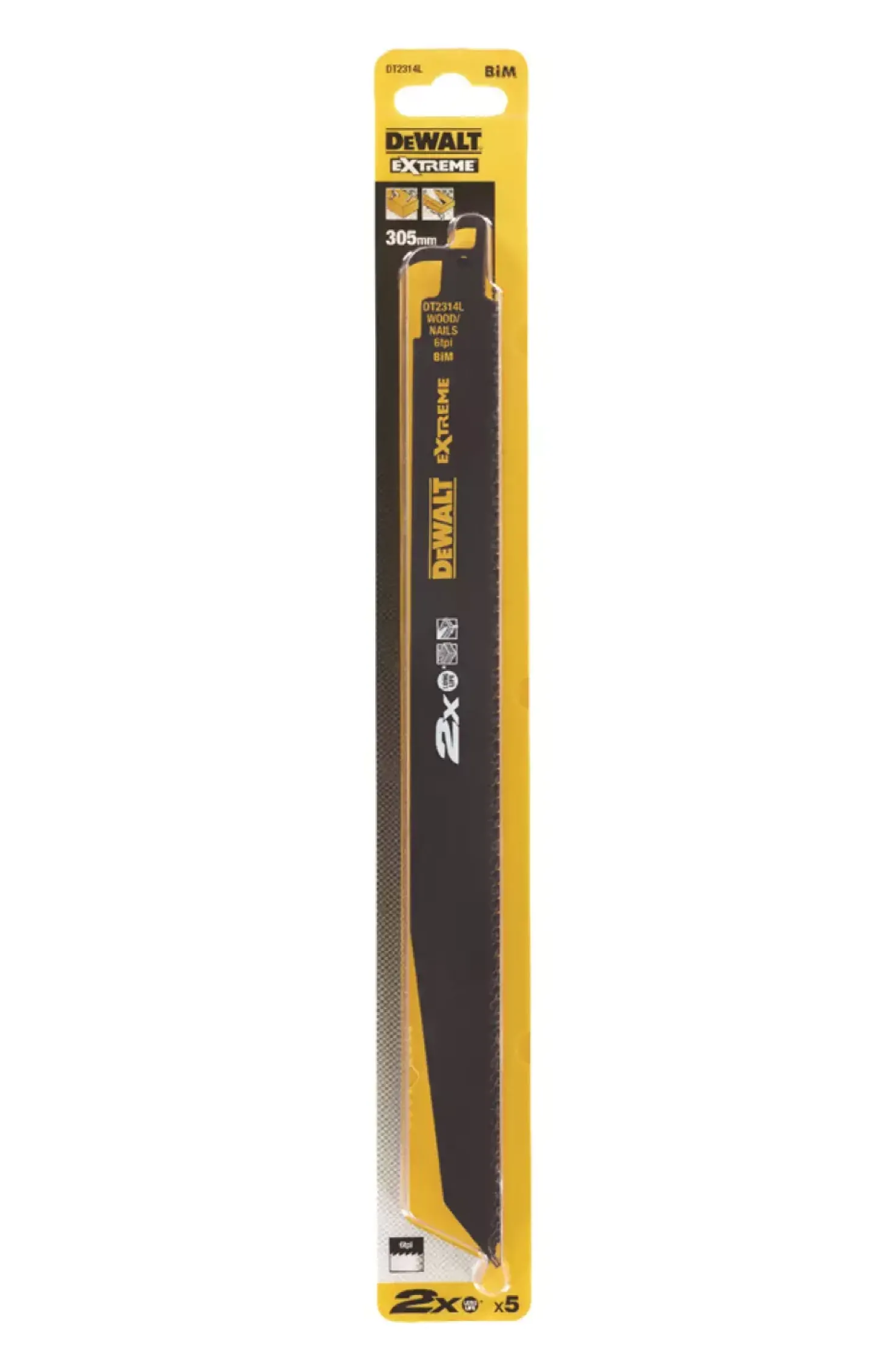 DeWALT DT2314L-QZ Reciprozaagblad - 305 x 4,2mm - Hout met spijkers (5st)
