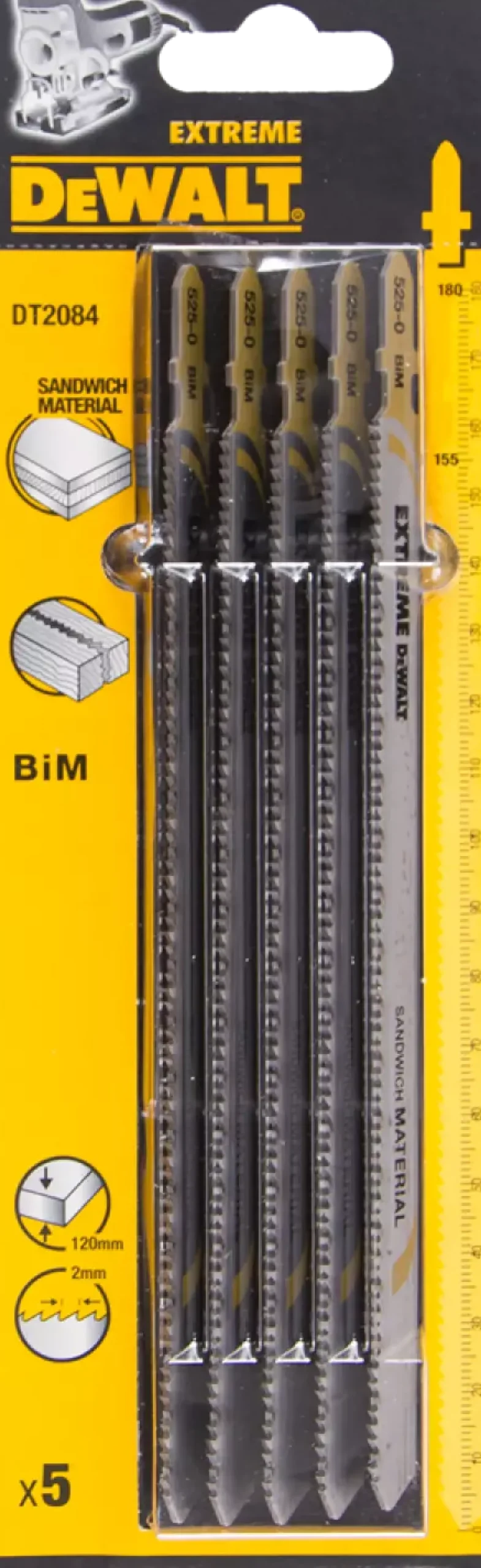 DeWALT DT2084-QZ BiM Decoupeerzaagblad Extreme - 2mm tandafstand - Sandwich materiaal (5st)