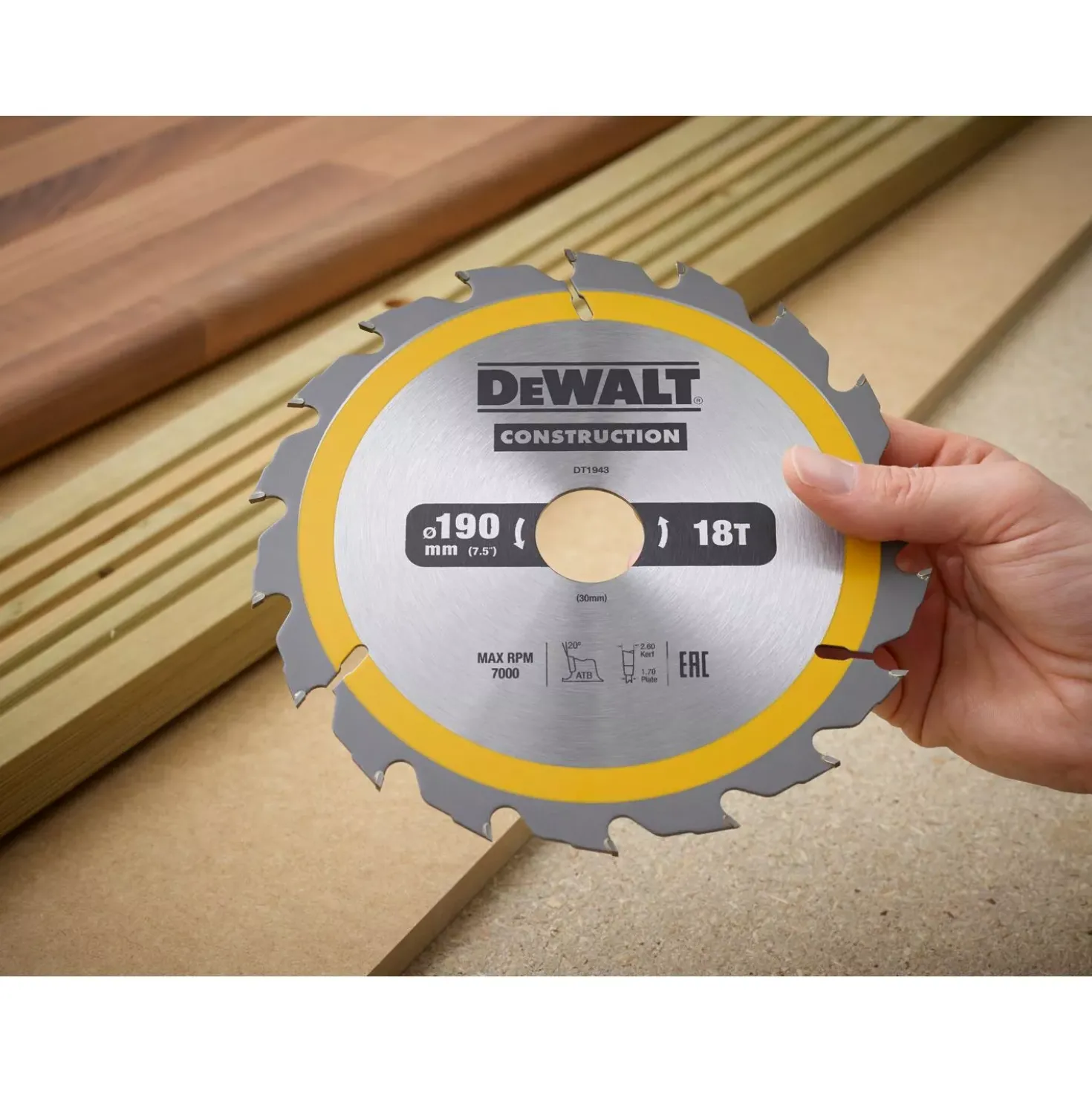 DeWALT DT1943-QZ Cirkelzaagblad - 190 x 30 x 18T - Hout (met nagels)