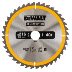 DeWALT DT1953-QZ Construction Cirkelzaagblad - 216 x 30 x 40T - Hout (Met nagels)