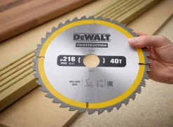 DeWALT DT1953-QZ Construction Cirkelzaagblad - 216 x 30 x 40T - Hout (Met nagels)