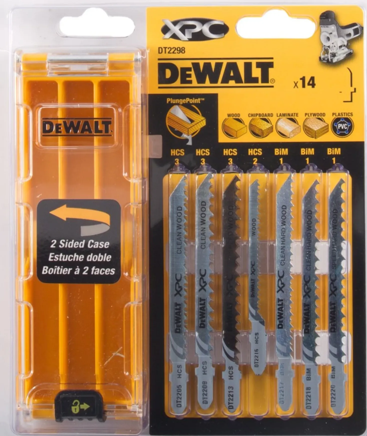 DeWALT DT2298-QZ 14 delig Decoupeerzaagblad set XPC in cassette - Hout / Kunststof / Laminaat