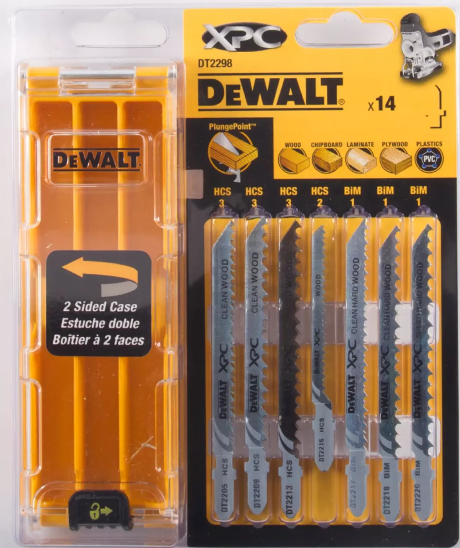 DeWALT DT2298-QZ 14 delig Decoupeerzaagblad set XPC in cassette - Hout / Kunststof / Laminaat