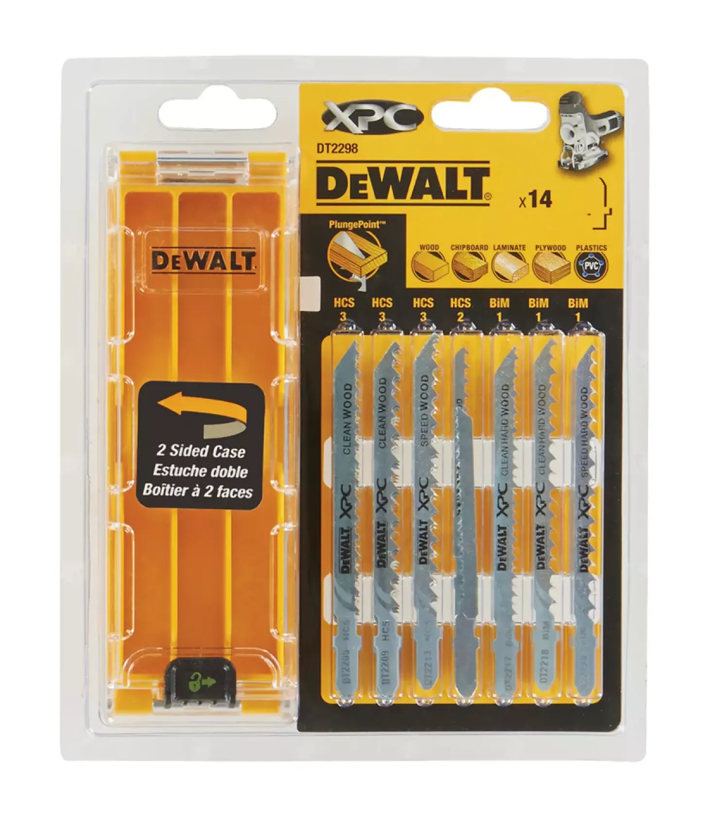 DeWALT DT2298-QZ 14 delig Decoupeerzaagblad set XPC in cassette - Hout / Kunststof / Laminaat