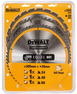 DeWALT DT1964-QZ 3 delige Cirkelzaagbladen set - 305 x 30 x 24t / 48t / 60t - Hout