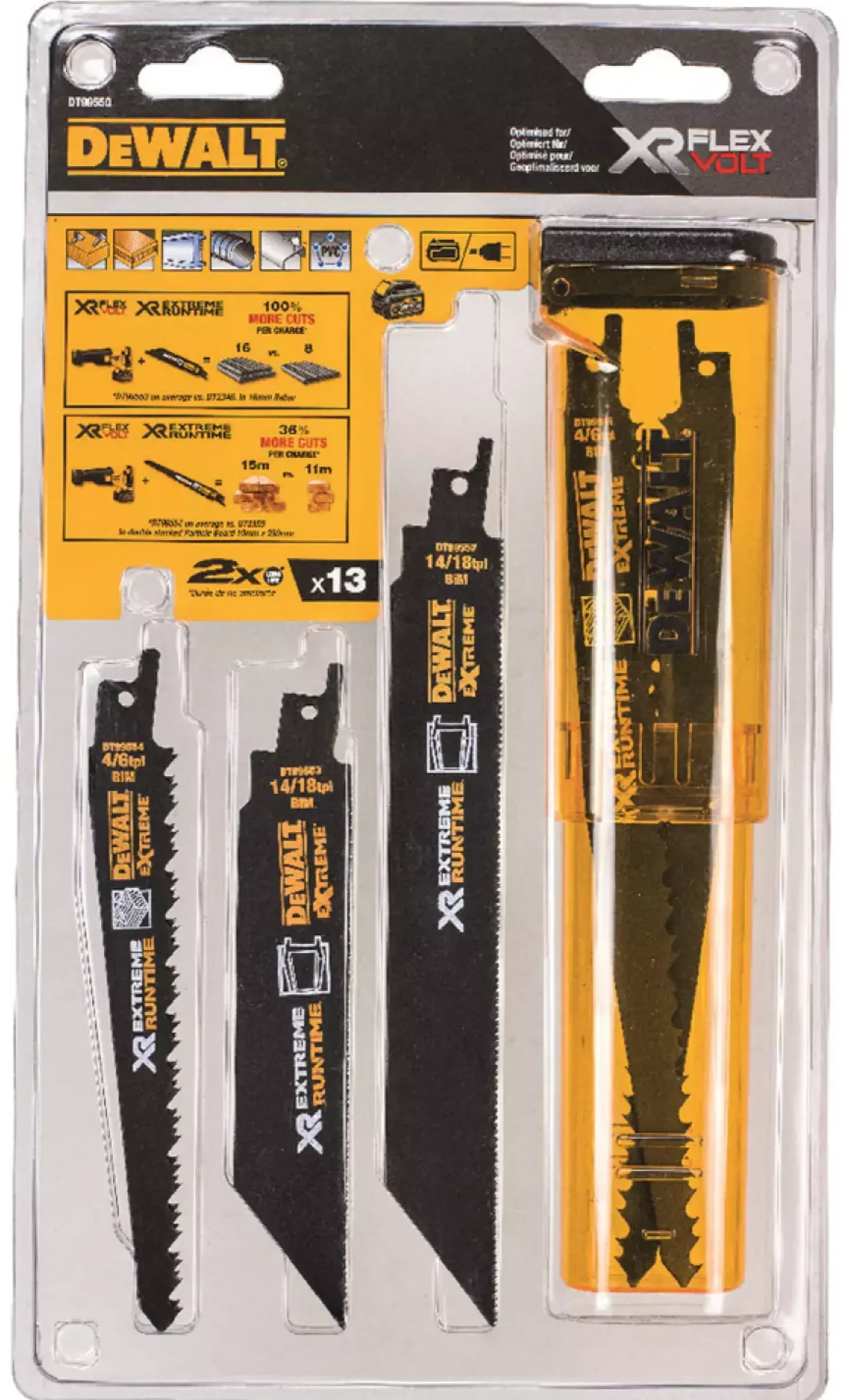 DeWALT DT99550-QZ 13 Delige Reciprozaagblad - 152-230mm - Metaal / Hout met spijkers