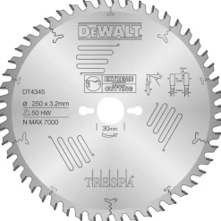 DeWALT DT4345-QZ Extreme Cirkelzaagblad - 250 x 30 x 50T - Hout / Trespa