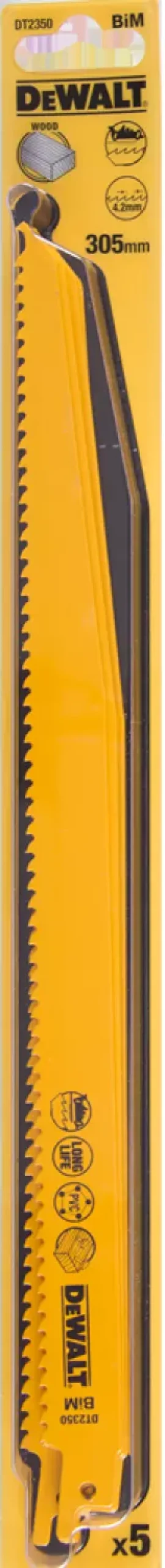 DeWALT DT2350-QZ Reciprozaagblad - 305 x 4,2mm - Hout/Kunststof (5st)
