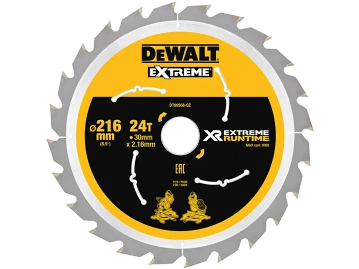 DeWALT DT99568-QZ XR Cirkelzaagblad - 216 x 30 x 24T - Hout