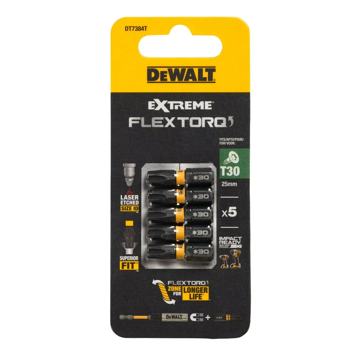DeWALT DT7384T Impact schroefbits - T30 x 25mm (5st)