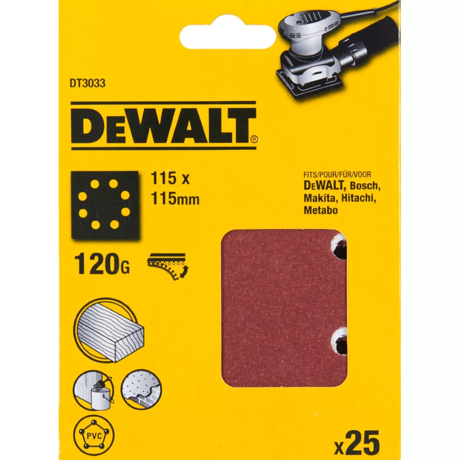 DeWALT Vlak Schuurvel - 115 x 115mm - 25st