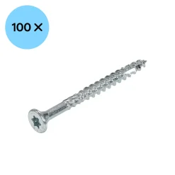 DynaPlus Constructieschroef - TX30 - Platkop - Deeldraad - Verzinkt - 100st