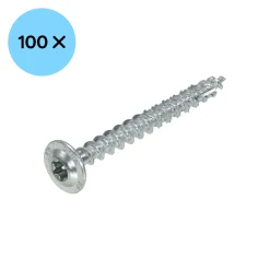 DynaPlus 0286.01.50001 Houtbouwschroef - TX30 - 6.0 x 60mm - Tellerkop - Voldraad - Verzinkt (100st)