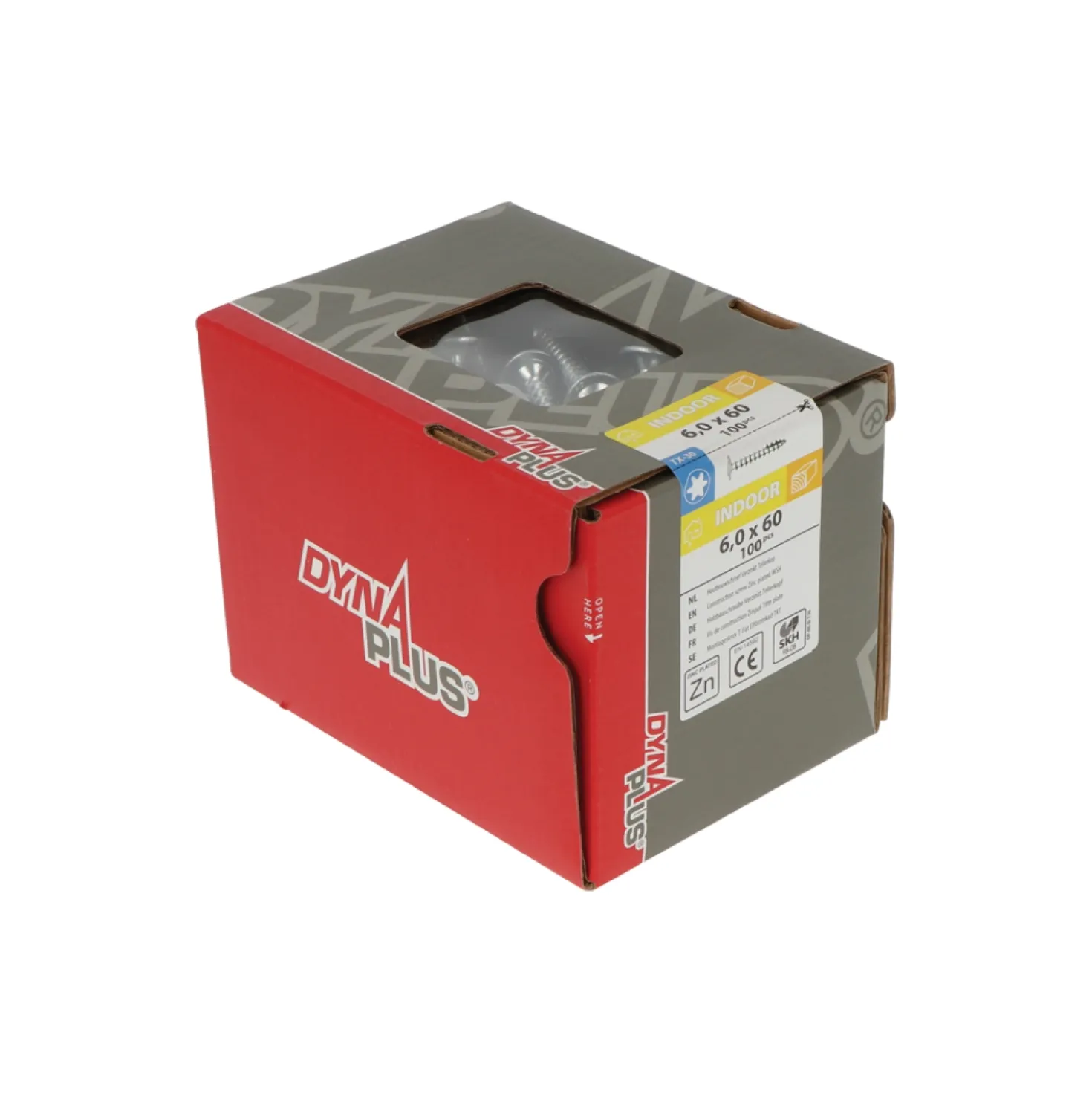 DynaPlus 0286.01.50001 Houtbouwschroef - TX30 - 6.0 x 60mm - Tellerkop - Voldraad - Verzinkt (100st)