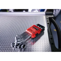 Facom 467BR.JP10PB 10-delige Steek-/ringratelsleutelset in houder Metrisch - 8-19mm - snelle anti-slip