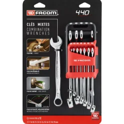 Facom 440.JP12APB 12-delige Ringsteeksleutelset in houder - 7-19mm