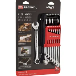 Facom 440.JP12APB 12-delige Ringsteeksleutelset in houder - 7-19mm