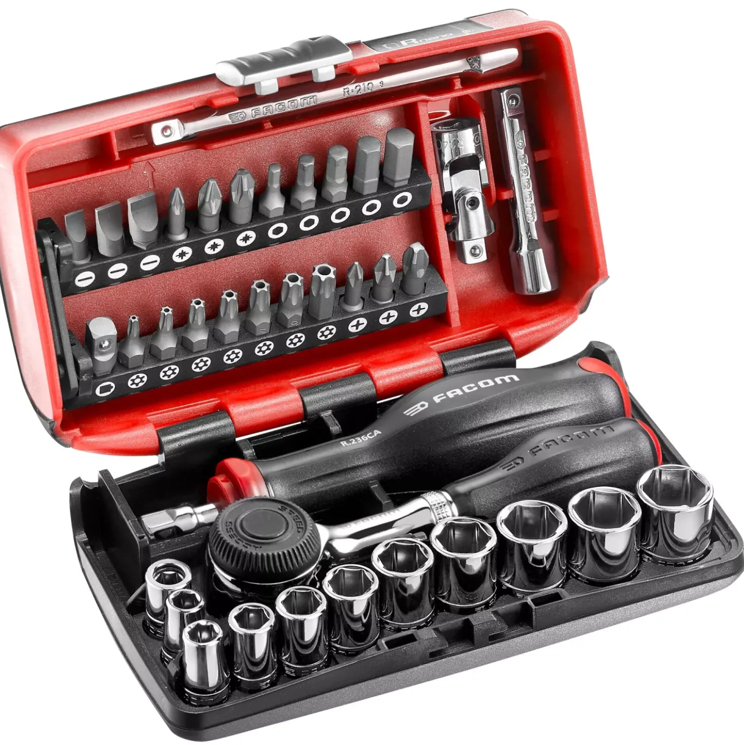 Facom R.360NANOPB 17-delige Ratel- en doppenset in koffer - 1/4" 6-kant - Metrisch