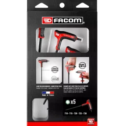 Facom 89TXA.PB 5-delige T-greep Inbussleutelset - Torx - T10-T30
