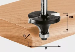 Festool 491009 HW S8 D16,7/R2 KL Afrondfrees - 8" - 16,7mm - 9/49mm