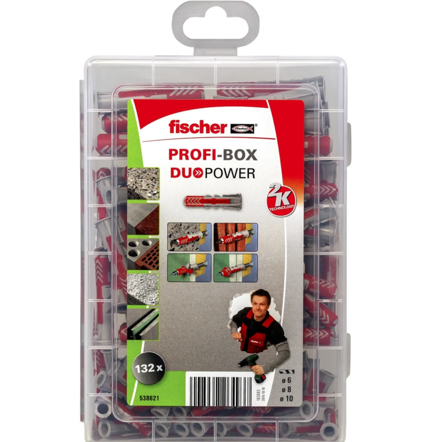 Fischer 538621 160-delige Profibox DuoPower Ø6, Ø8 en Ø10 pluggenset