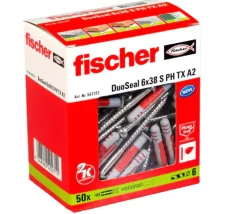 Fischer 557727 DuoSeal plug met RVS A2 bolkopschroef - 6.0 x 38mm - Bolkop - Voldraad - Verzinkt (50st)
