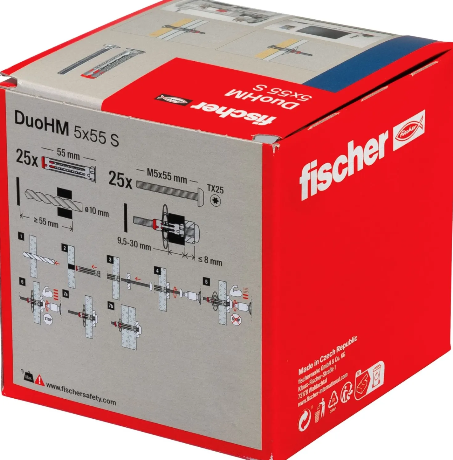 Fischer 572924 Hollewandplug DuoHM 5 X 55 S PH TX, bolkopbout met TX opname