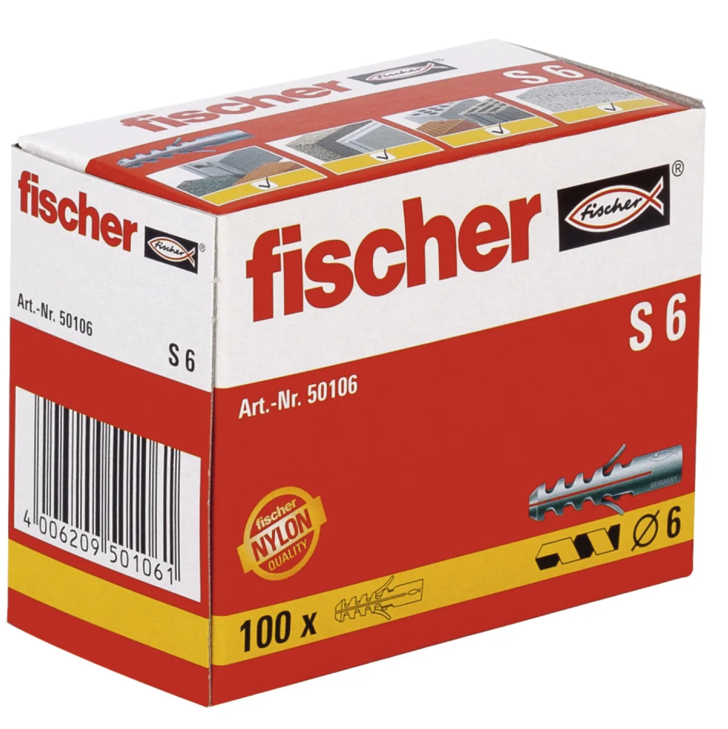 Fischer 50106 S 6 Pluggen - 6 x 30mm (100st)