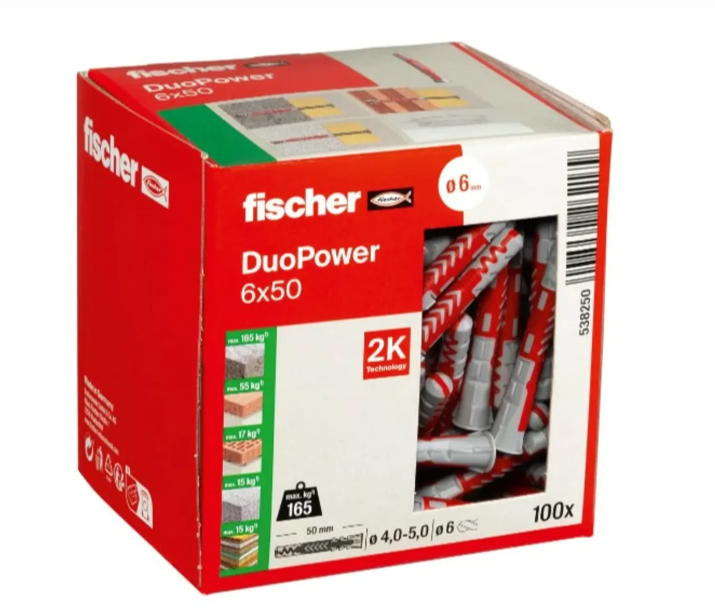 Fischer 538250 Universele plug DuoPower - 6 x 50mm (100st)