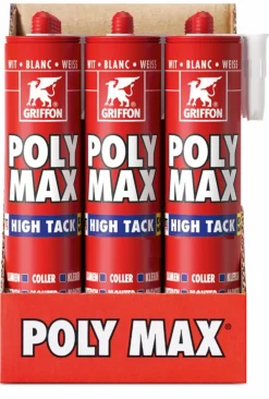 Griffon Poly Max High Tack Montagelijm - Wit - Koker - 425gr - 12 stuks