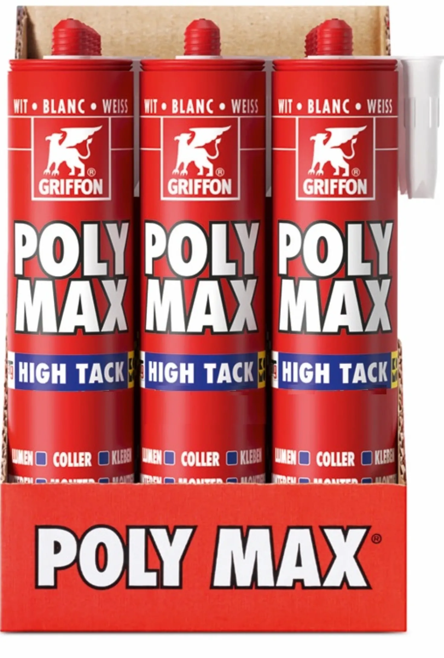Griffon Poly Max High Tack Montagelijm - Wit - Koker - 425gr - 12 stuks