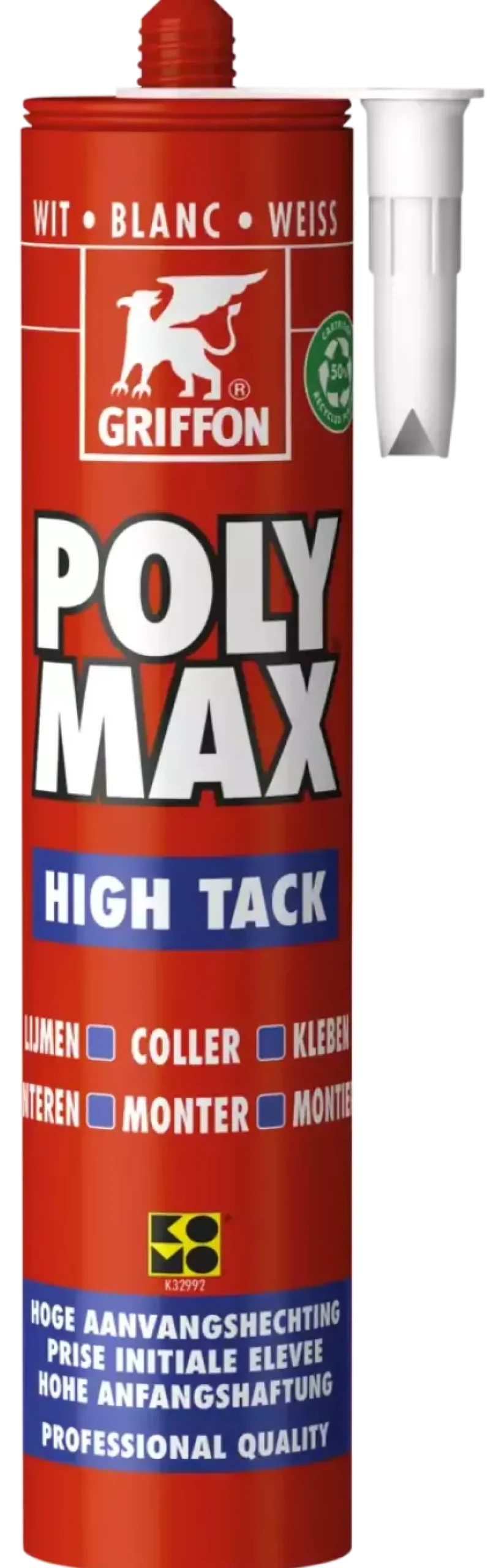 Griffon Poly Max High Tack Montagelijm - Wit - Koker - 425gr - 12 stuks
