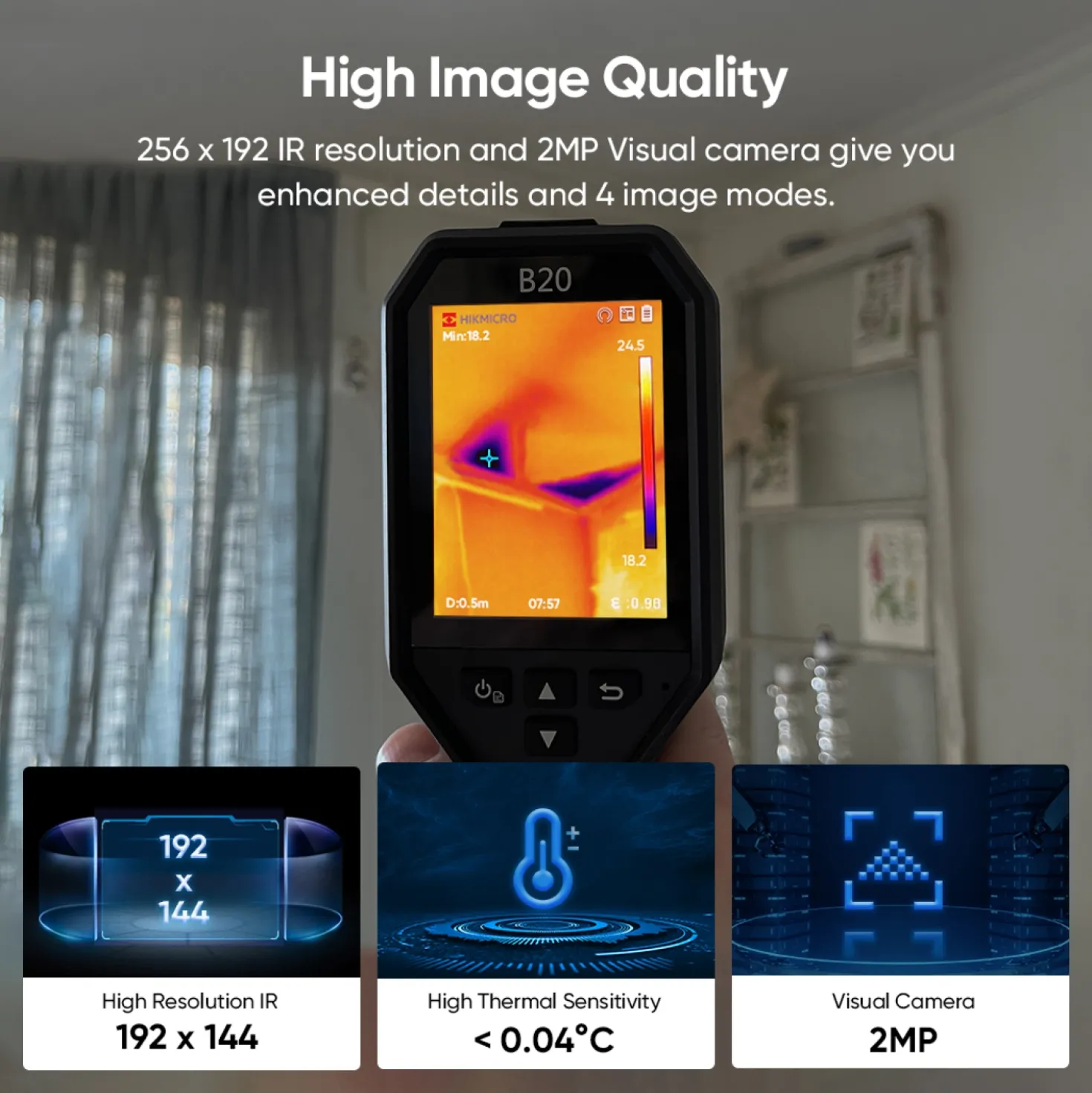 HIKMICRO B20 Warmtebeeld camera -20ºC tot 550ºC - 320 x 240px - 16GB - IP54
